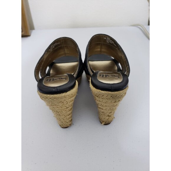 Sofft Boulogne black gathered top, natural wedge, size 8M - Picture 3 of 5